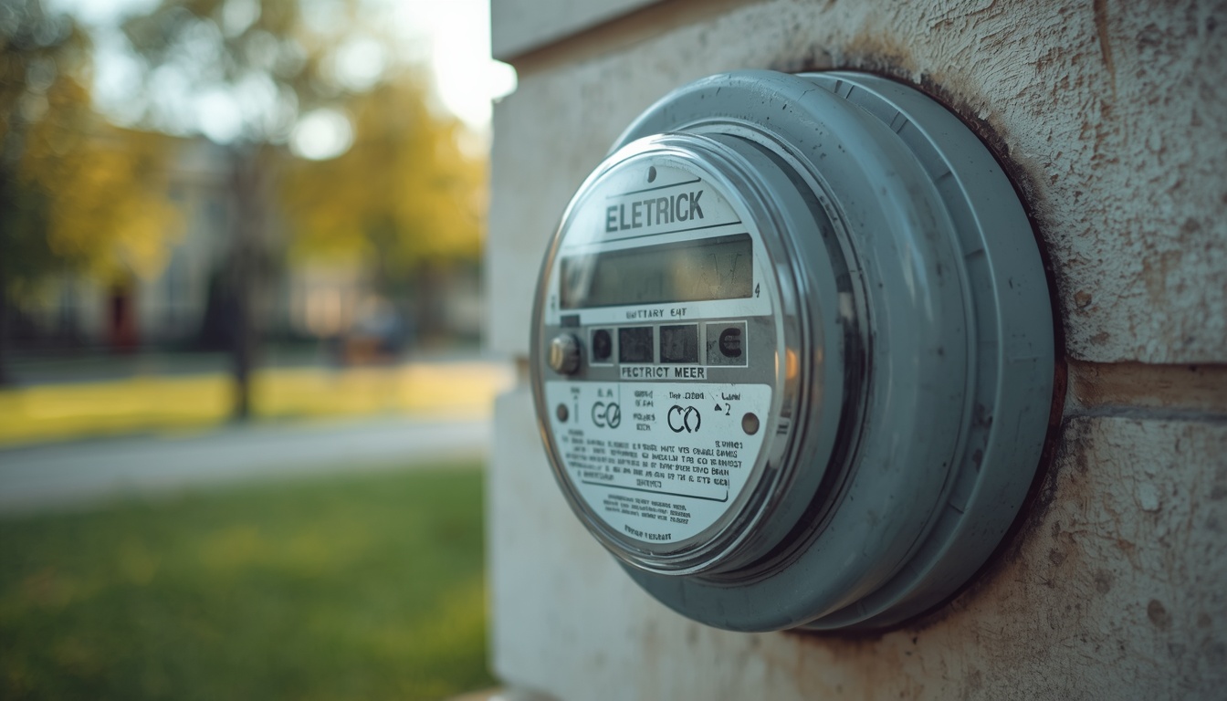 A close-up of an electric meter at a manufactured home park